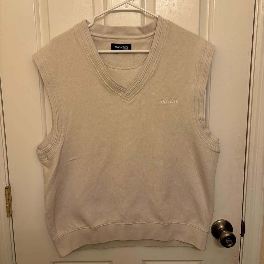 Top Flite Cream V Neck Golf Vest